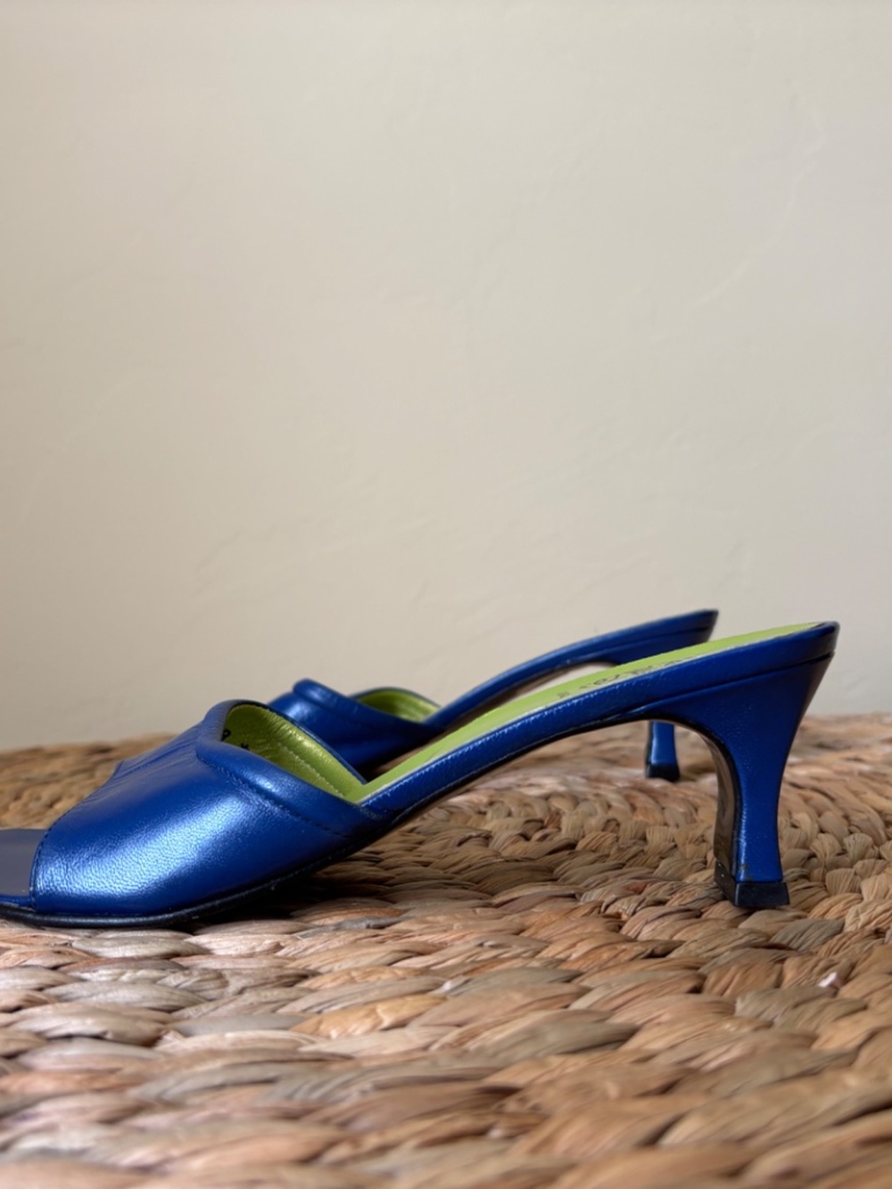 ESPACE / Robert Clergerie Studio / metallic blue leather / open toe mule / 7 - Picture 9 of 12